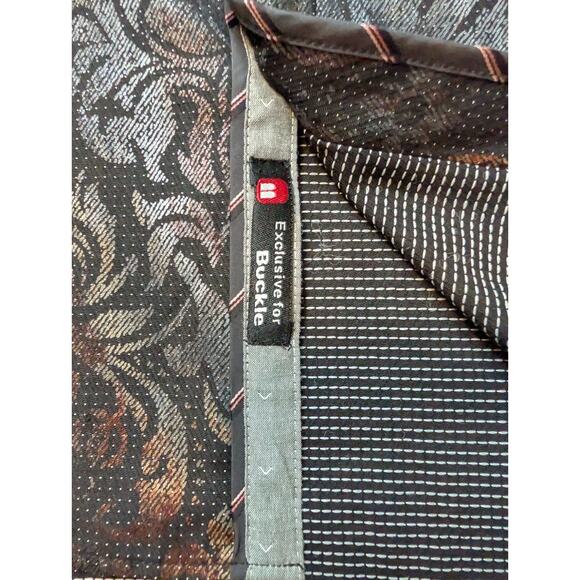 EIGHT X Premium Men's Buckle Foiled Metallic Slim Fit Stretch Shirt L Black NWOT - Picture 7 of 10